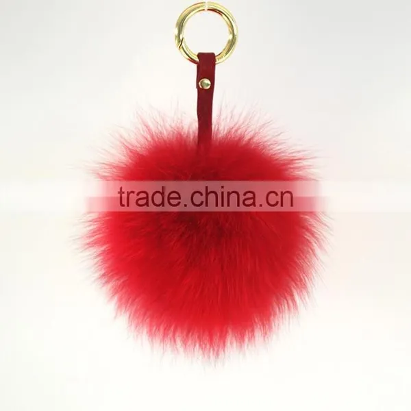 Myfur Fashion Metal Keychain Fox Rabbit Fur Ball Crystal Pom Pom Keychain for Bag photo-2