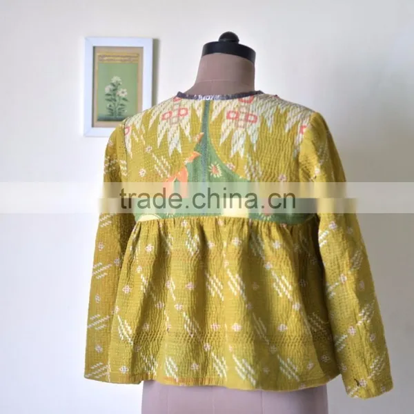 Beautiful Kantha Kediyu Style Jacket in Vintage Colors ~ Medium photo-4