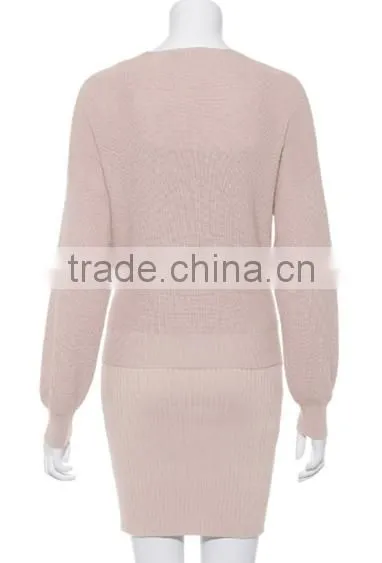 2018 OEM Custom-Made Womens Full Sleeve Sweater Dresses and Cardigan in One Set photo-4