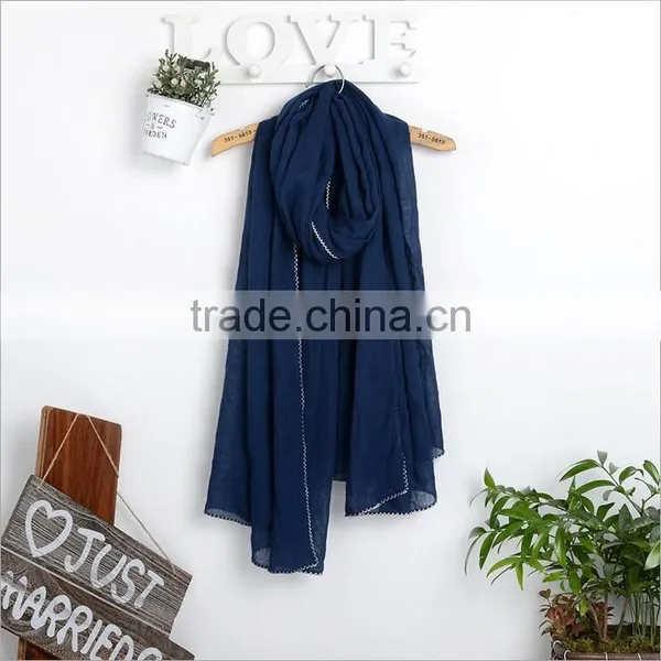 New Fashion Custom Viscose Lace Trimming Hijab Scarf photo-4