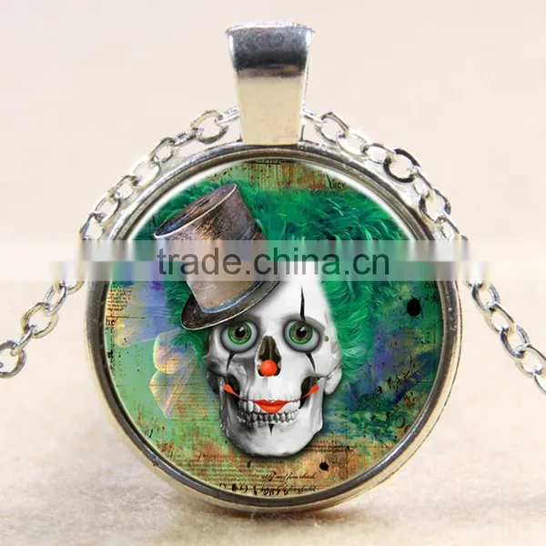 XP-TGN-S-113 Free Sample Vintage Meaningful Diy Image Time Gemstone Charm Pendant Skull Dome Cabochon Necklace For Gift photo-2