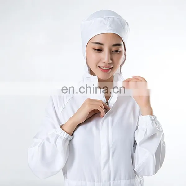 White 100%Polyester Elastic Cuff Food Factory Worker Uniform photo-5