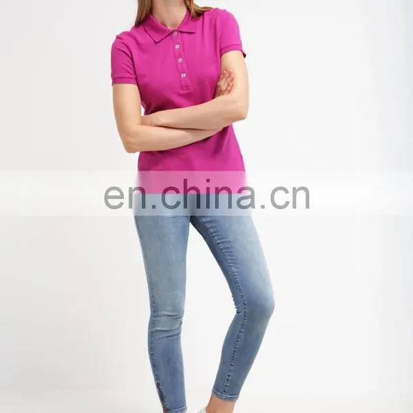 China Cheap Women Work Uniform Polo t Shirts Blank Pink Design photo-4