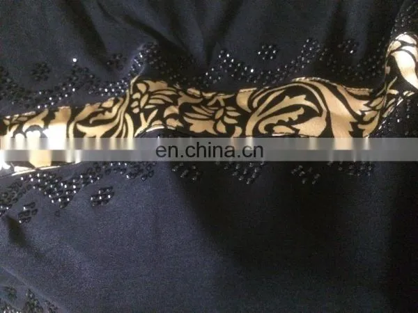 Black Color Velvet Burkha With Printed Satin / Islamic Style Daily Wear Beautiful Burqa For Indian Women (dubai Abaya 2017) photo-5