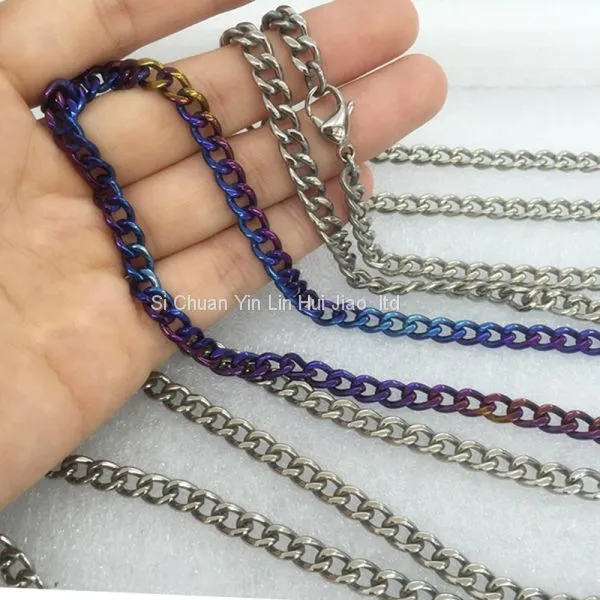 Titanium Necklace, No Nickel Necklace for Sensitive Skin, Simple Modern Titanium Curb Chain Necklace, Elegant Pure Titanium Necklace photo-2