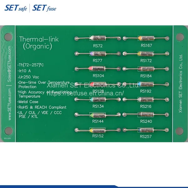 Otco Rt Series (Axial Shape) 15A 16A 250V Non-Resettable Thermal Fuse Cutoff Link Manufacturers With UL CUL VDE PSE Kc CCC photo-2