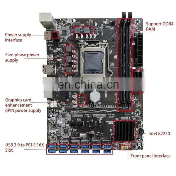 B250C Motherboard Support 12 GPUs LGA1151 DDR4 4 x SATA 12X PCIE GPU Motherboard Graphics Cards RIG Case B250C Cards photo-2