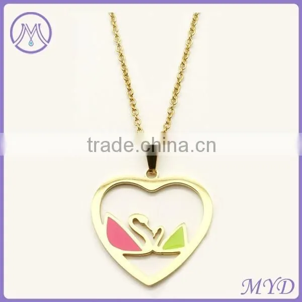 Stainless Steel Gold Plating Angel Wing Key Pendant Necklace photo-2