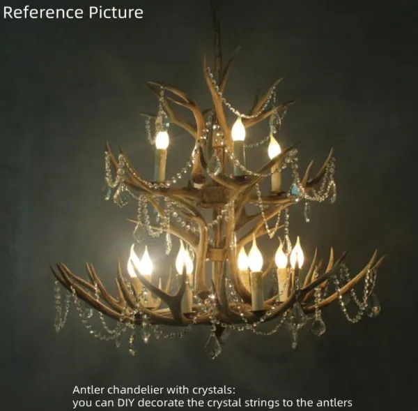 Artdecolite Deer Antler Chandelier​ With Crystals for Farmhouse Restaurant