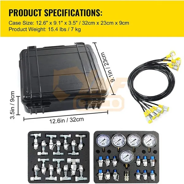 Hydraulic Test Table Combination Kit 5 Gauges 13 Test Couplings 14 Connectors 5 Hoses for Construction Machinery Accessories photo-4