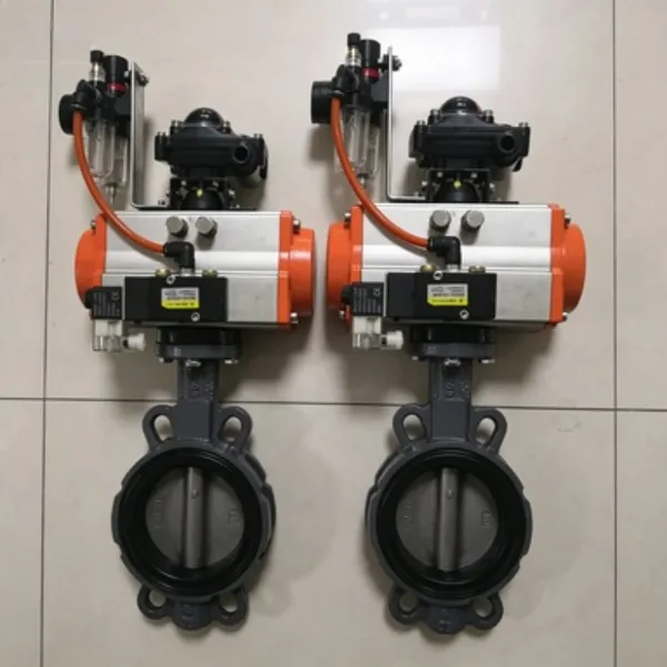 Compact Marine Wafer Pneumatic Butterfly Valve With Solenoid, Aluminum Body, GB/T3036-94 photo-4
