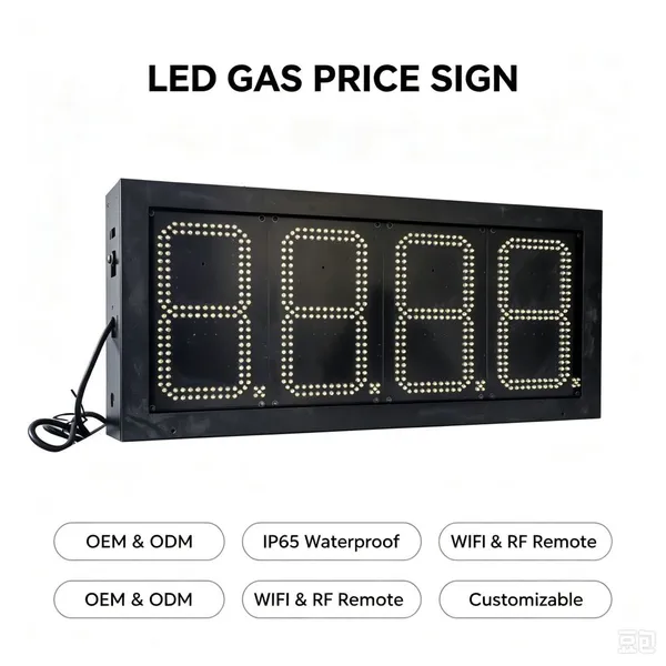 10inch  8888 white Gas Station Led Sign Price 7 Segment Led Display Price Boards for Fuel Stations