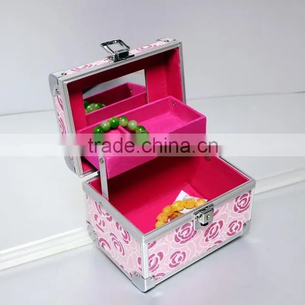 AN62 ANPHY Theme Hotel Washroom Jewelry Case Makeup Box Rose Pattern Shinning Small Suitcase With Layers Mirror Souvenir Case photo-2