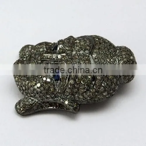 Lucky Buddha !! Blue Sapphire & Diamond 925 Sterling Silver Pendant, Silver Jewellery India photo-4