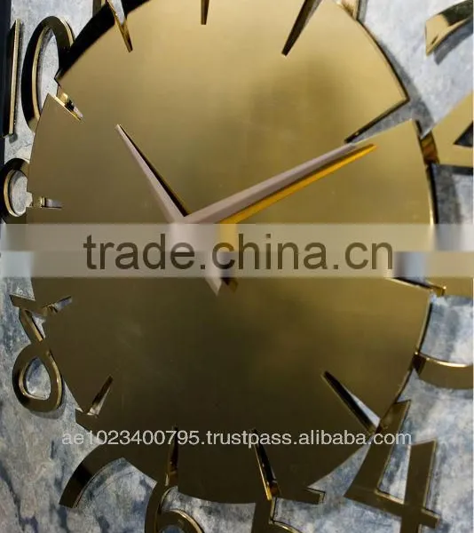 Unique Clock, Decorative Clock, Gold Plated Steel Numbers With Stone Veneer, Handmade Latest Wall Clock photo-5