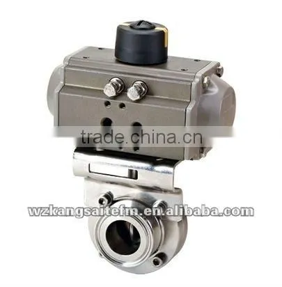 Pneumatic Sanitary Butterfly Valve, SS316L Butterfly Valve, Pneumatic Actuated Butterfly Valve