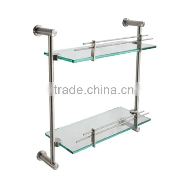 China Supplier Heavy Duty Toilet Accessories Bathroom Shelf Single Tier Bathroom Glass Shelf 6B0121D photo-3