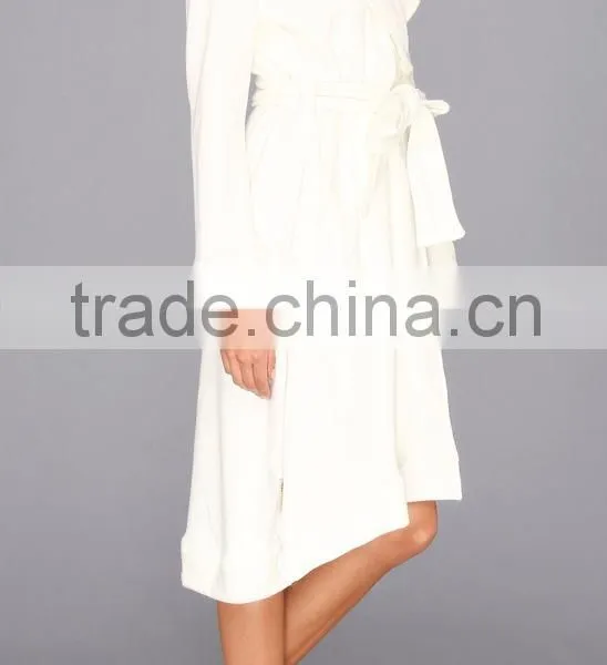 Wholesale Long Sleeve Warm Plain Women's Cotton Bathrobe photo-3