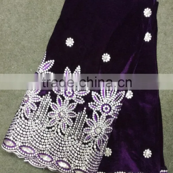 High Quality Velvet Evening Dresses With Lace Pictures African Velvet Lace Fabric photo-5