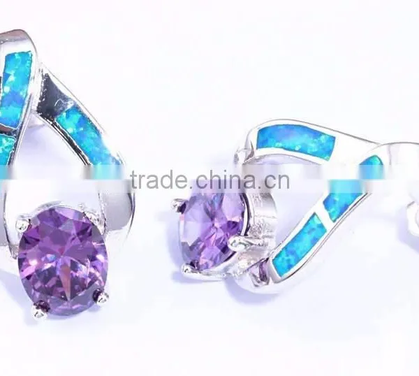 925 Sterling Silver Pink Opal Crystal Earring Pink Tourmaline Stud Earrings photo-6