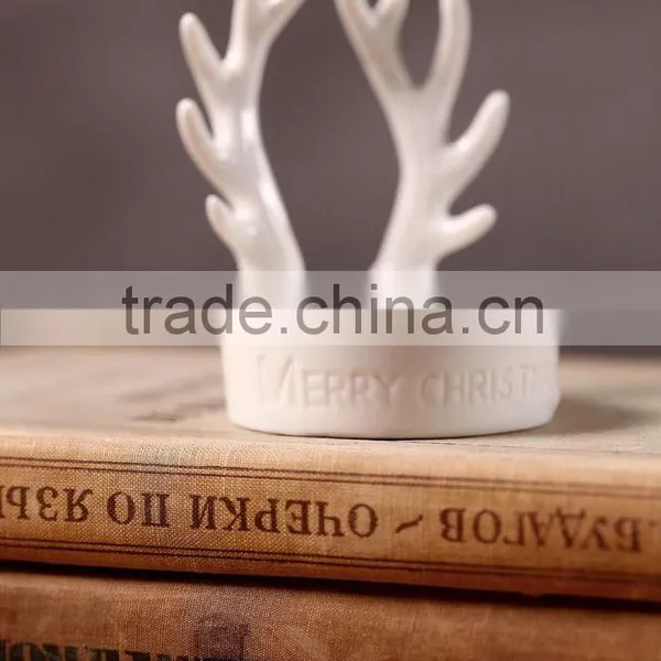 Christmas Decoration Ceramic Antlers Candlestick,Christmas Antlers Candelabra Candle Holders photo-5