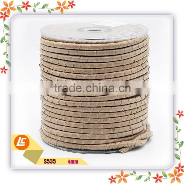 2016 Luxury Gray Natural Stitching Python Leather Cord 6mm photo-5