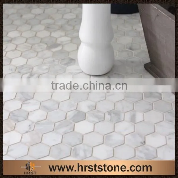 Hexagon Bianco White Carrara Marble Mosaic photo-2