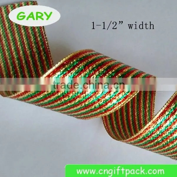1-5/8" Gold Wire Edge Decorative Christmas Ribbon photo-6
