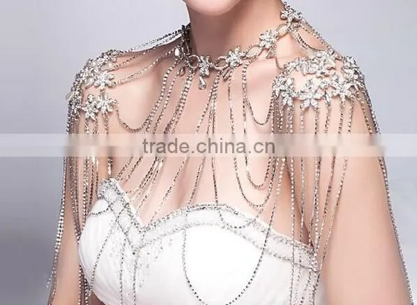 New DesignTop Grade Luxury Bridal Wedding Decor Sexy Shoulder Body Chain Dress photo-3