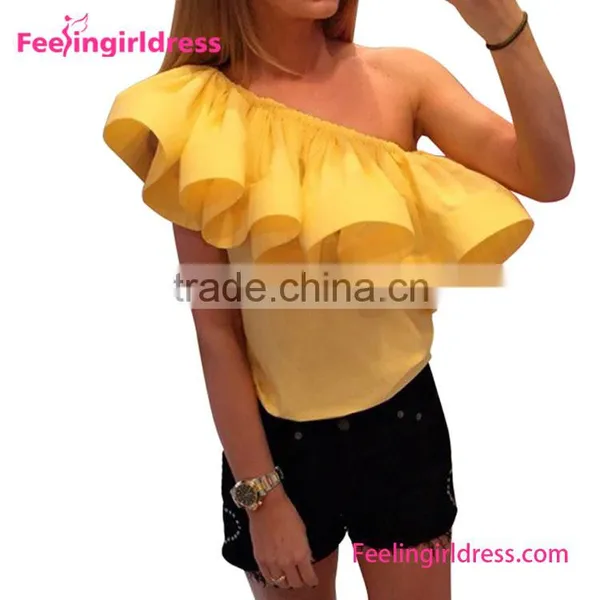 Newest Dropship Free Shipping Women Ruffle Neck Tops and Blouses