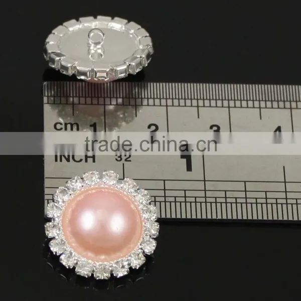 Pink Vintage Rhinestone Pearl Button photo-2