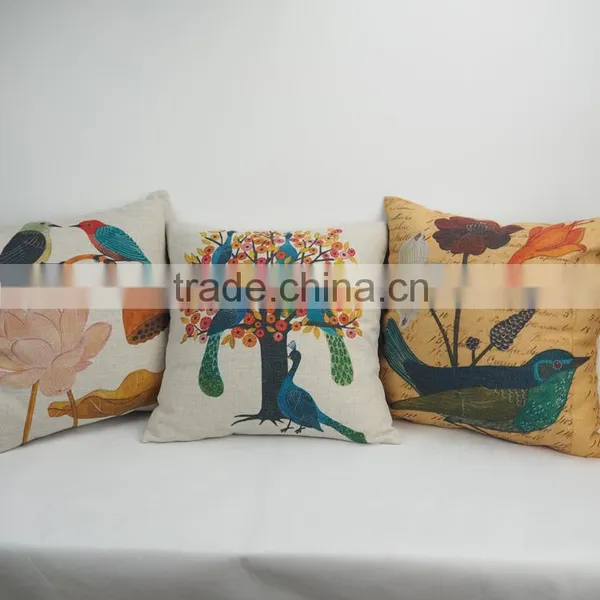 Custom Bird Design Digital Print Wholesale Pillow Case With Plain Style photo-2