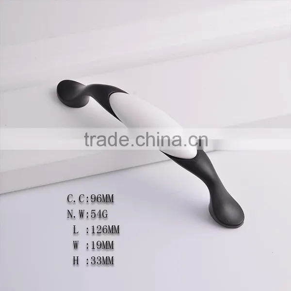 OEM Cheap Kitchen Ceramic Pull Handle Furniture Decorative Hardware Zinc Alloy Wardrobe Cabinet White And Black Pull Knobs photo-2