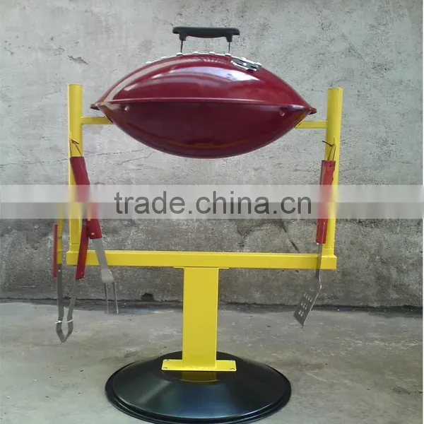 Red and Blue Color Rugby Shape Helmet Hibachi Grills for Sale photo-6