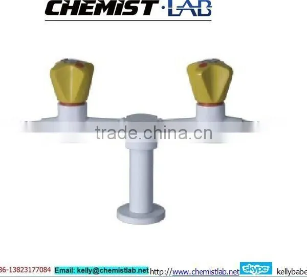Small Size Chemical Resistant Bench-top Mounted Laboratory Solid Brass Double-head Gas Cock photo-2
