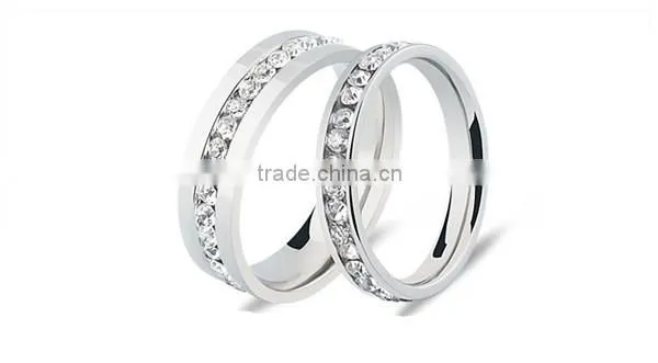White Cubic Zirconia Eternity 316L Stainless Steel Wedding Band Ring for Lover photo-4