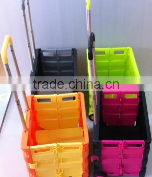 Portable Folding Boot Cart Handy Easy Storage Durable Plastic Shopping Cart With Aluminium Telescopic Handle photo-3