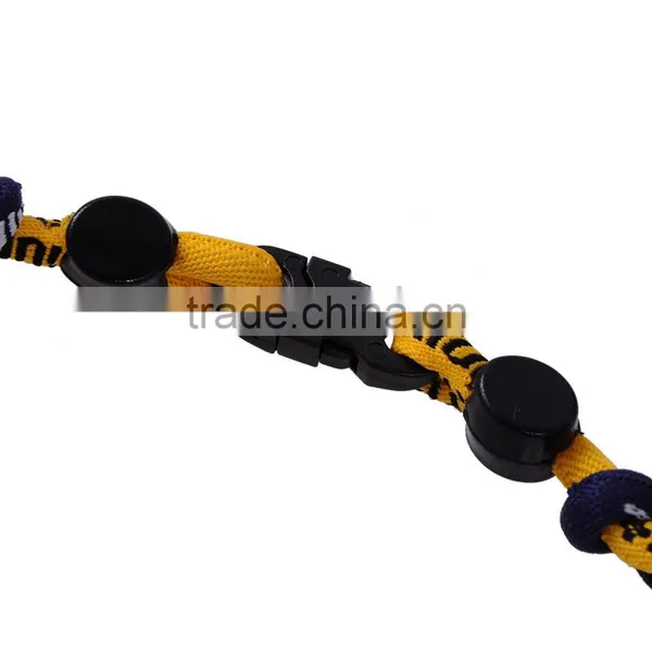 Navy Blue Yellow Titanium Ionic Sport Baseball Necklace With 20" 3-rope Tornado Braid photo-5