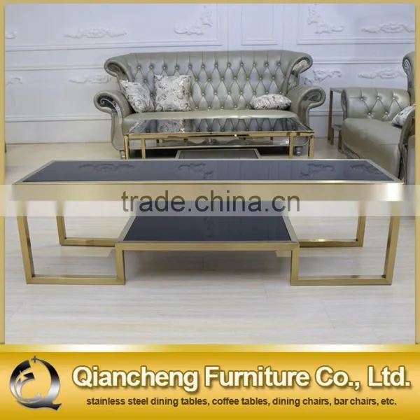 Eurpean Style Stainless Steel Golden Glass tv Stand photo-2