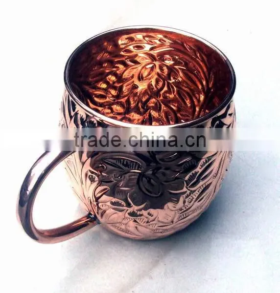 NEW DESIGN EMBOSSED BARREL 100% PURE COPPER MOSCOW MULE MUG, BPA FREE PURE COPPER MUG FOR MOSCOW MULE & VODKA photo-3