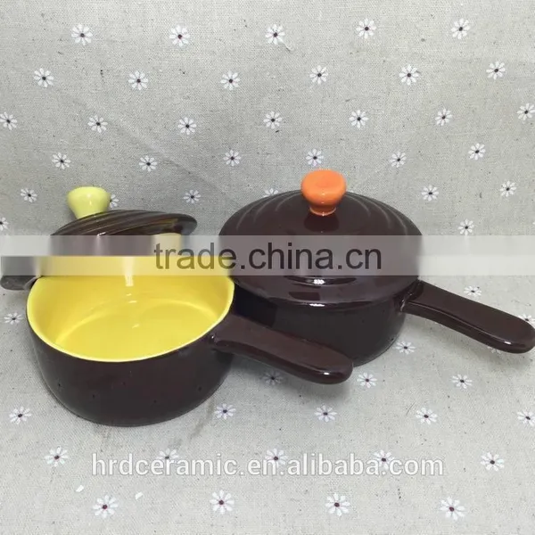 Wholesale Stocked Ceramic Soup Bowl With Silicone Lid and Handle photo-2