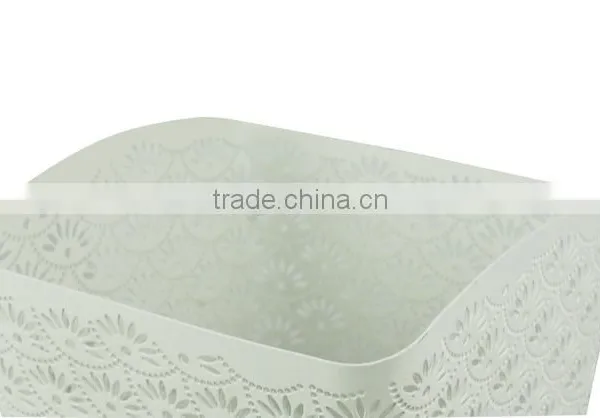 White Arc-shape Metal Punched Spray Open Top Trash Can photo-5