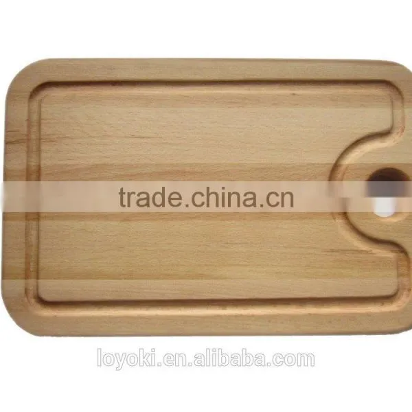 Best Organic Natural Beech Wood Cutting Board With Holder Hole 13-3/4"x9"x3/4" Chopping Board With Groove photo-2