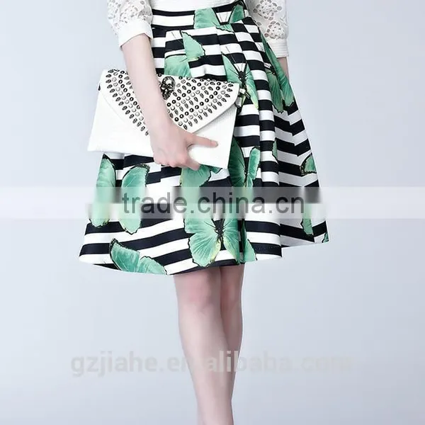 Hot Sale Fashion Women A-line Fresh Printing Pleated Skirts High Waist Skirt Wholesale Dress photo-2