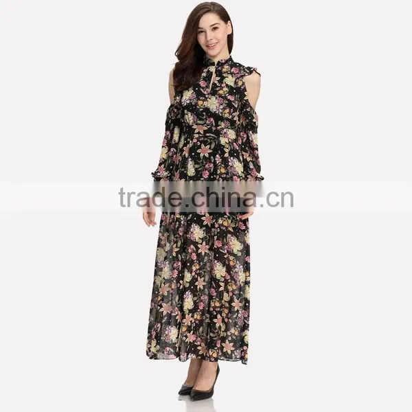 Digital Print Long Chiffon Maxi Woman Dress photo-2