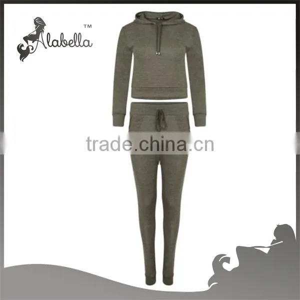 New Womens Cropped Hooded Sweater Top Tracksuit Joggers Pants Lounge Wear Set photo-5