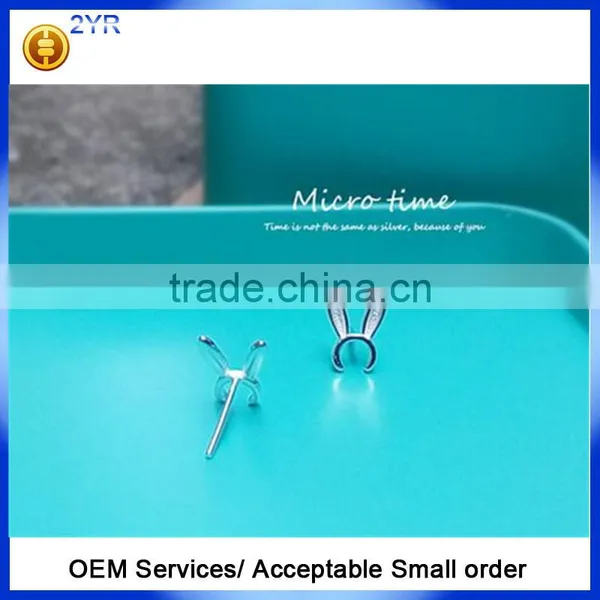 925 Sterling Silver Rabbit Shaped Stud Earrings photo-4