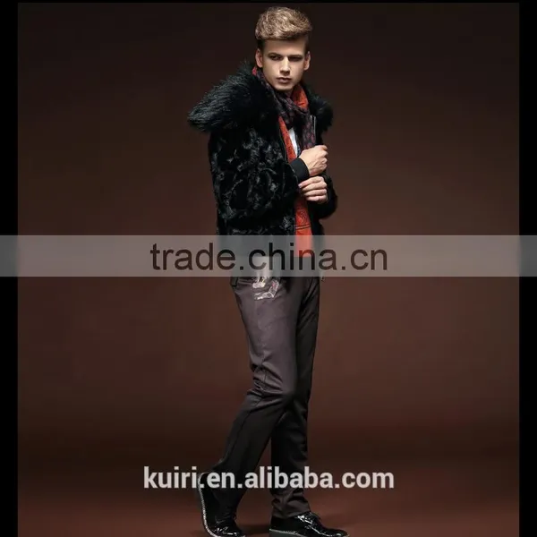 2015 Hot Sales Type Winter Man Luxurious Mink Fur Overcoat With Fox Fur Collar Man Short Turn-down Collar Jackets photo-3