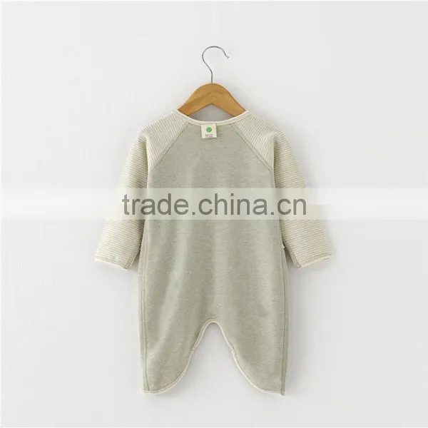 Wholesale 100% Organic Cotton Baby Clothes Newborn Romper Long Sleeves Plain Blank Baby Bodysuit photo-2