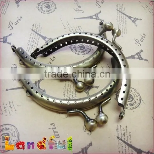 Bronze Metal Sew in Bag Purse Frame Kiss Lock Coin Purse Making photo-4